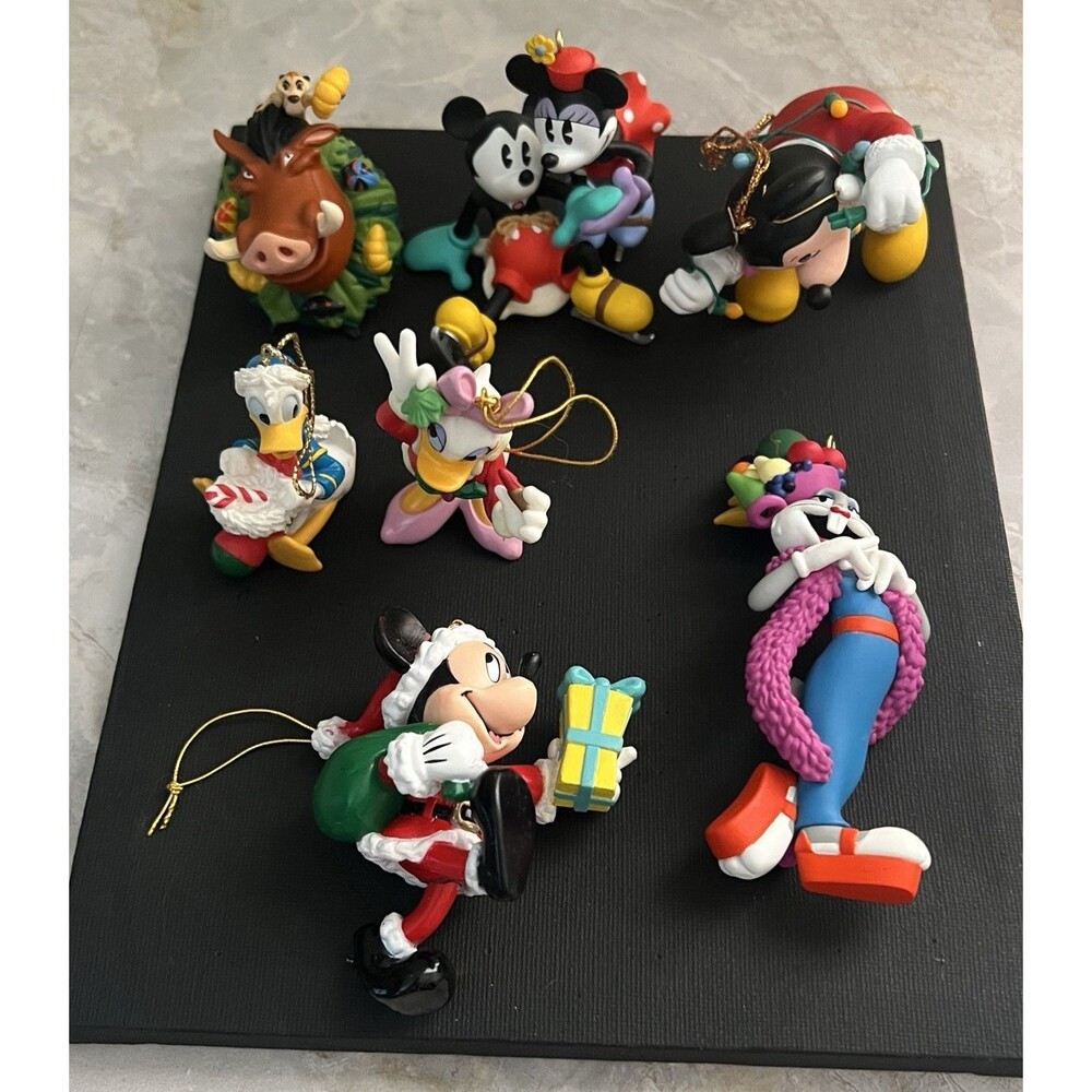 Vintage Lot of 7 Disney Mickey Minnie Bugs Donald Looney Tunes Grolier Ornaments
